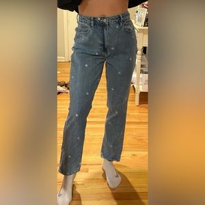 flower detailed pac sun mom jeans